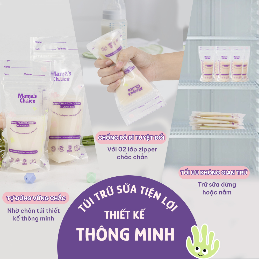 Túi Trữ Sữa Và Bảo Quản Sữa Mẹ Mama’s Choice, Bịch Đựng Sữa Mẹ, Có Khóa Zip Tiện Lợi An Toàn, Lẻ 10 Túi