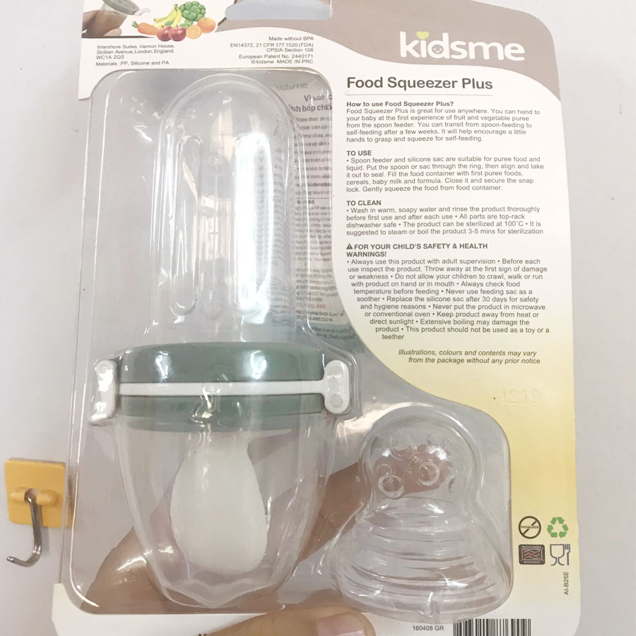 Bình Bóp Chống Hóc Food Squeezer Plus Kidsme Cho Bé Từ 4 Tháng Tuổi Màu Xám Từ Anh Quốc - Ăn Dặm Chủ Động Cho Trẻ Nhỏ