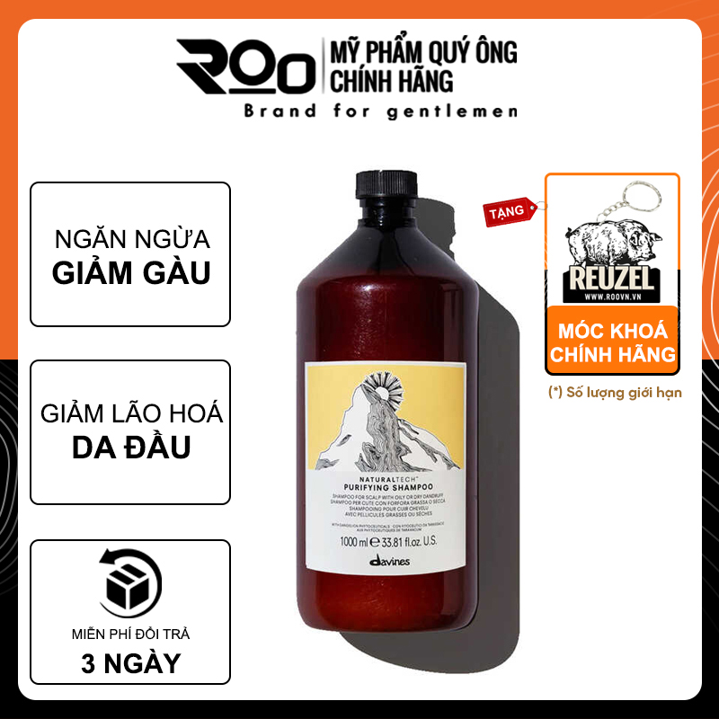 Dầu Gội Davines Purifying Shampoo Ngăn Ngừa Gàu - Tặng móc khoá chính hãng