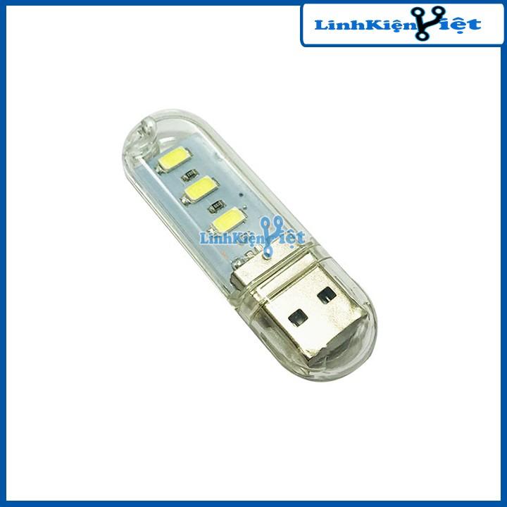 Thanh đèn LED mini v1 gồm 3 bóng cổng cắm USB thích hợp để bàn học làm việc
