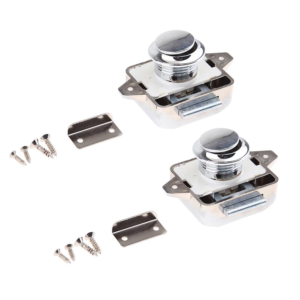 2X Nút Nhấn Khóa Chốt Móc Khóa Cho Mềm Xe Tủ Tủ Chén Bạc
