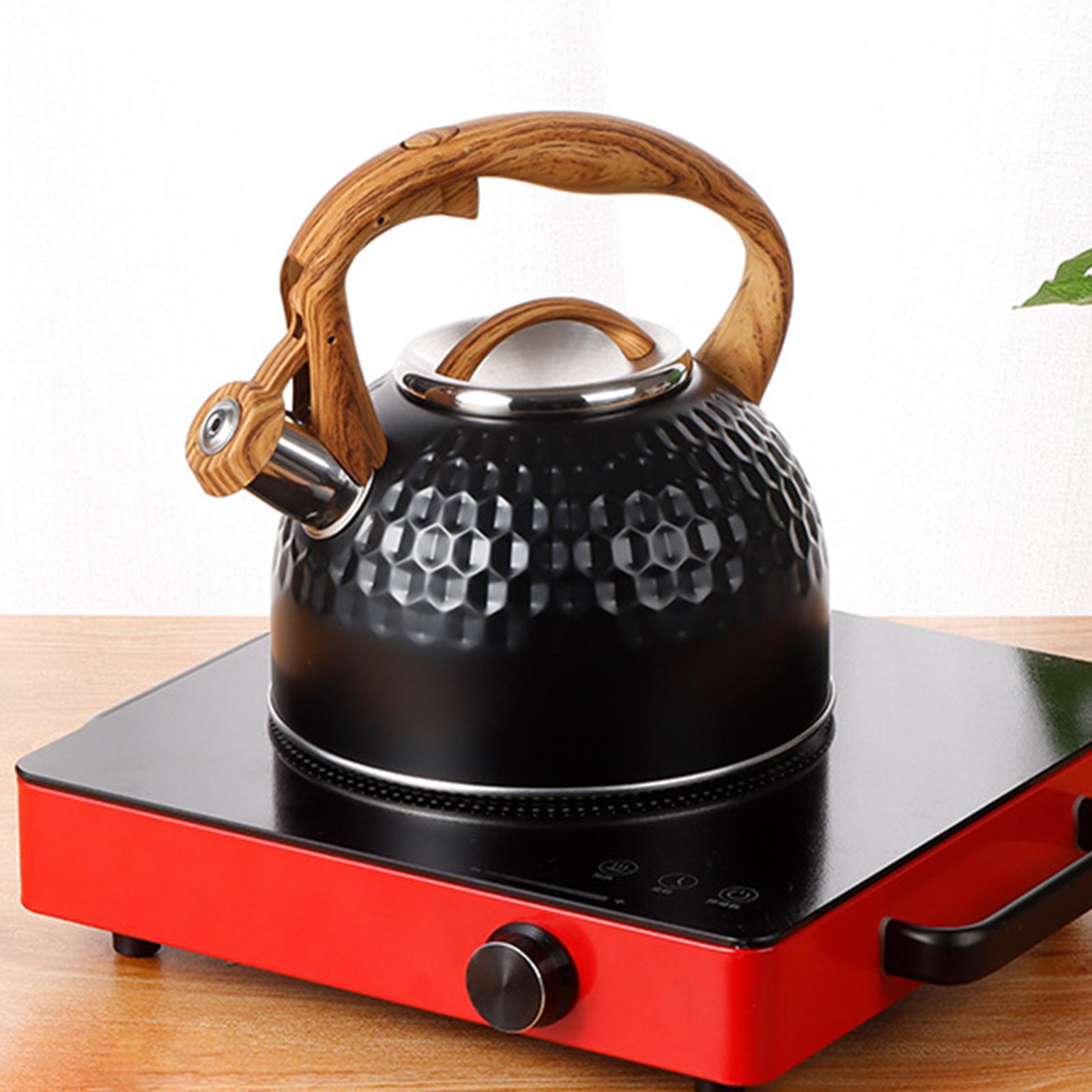 2500ml Black Stainless Steel Tea Pot Whistling Kettle for Electric Cooktop