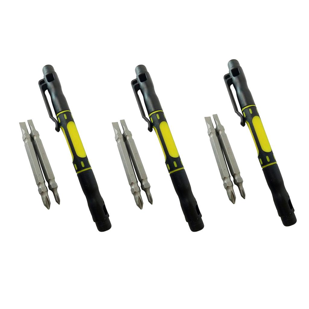 3 x 4 in 1 Bi-Material Multi-Bit Pocket Screwdriver Repair Eyeglass,Laptop