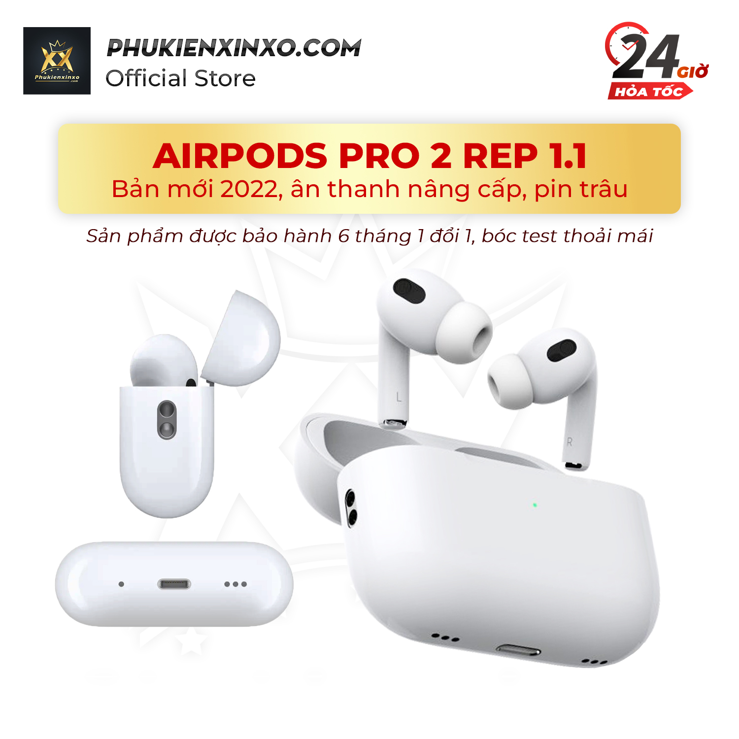 Tai nghe Bluetooth AP Pro Thế hệ 2 Âm thanh hay 2023 - Cảm ứng lực, trượt tăng giảm âm lượng, âm bass hay, âm thanh đỉnh - PHỤ KIỆN XỊN XÒ