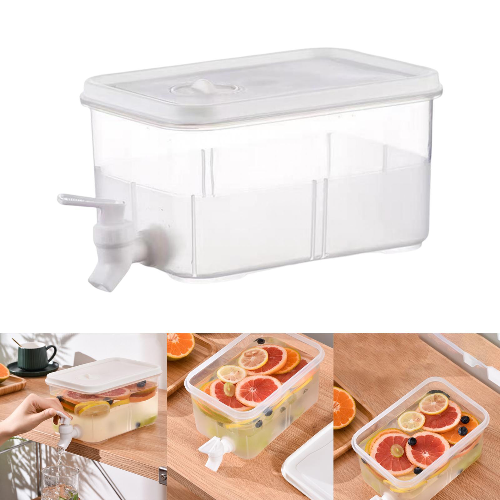 Iced Beverage Dispenser,Plastic Drink Dispenser Refrigerator Bottle Drinking Water Dispenser Cold Kettle with Faucet Beverage Container