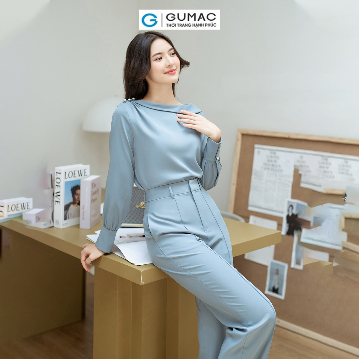 Quần suông chiết ly GUMAC QD08062