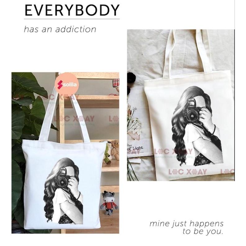 Túi tote túi vải canvas phong cách Hàn quốc có khóa miệng ngăn phụ bên trong thời trang ulzzang chất đẹp đựng laptop