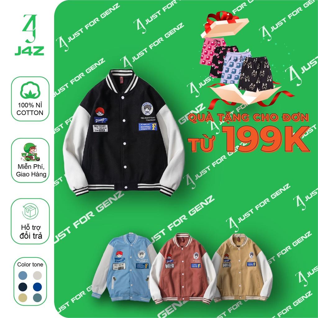 Áo khoác Bomber Varsity Jacket Dinner, áo bomber nam nữ unisex chất nỉ bông JFgenz