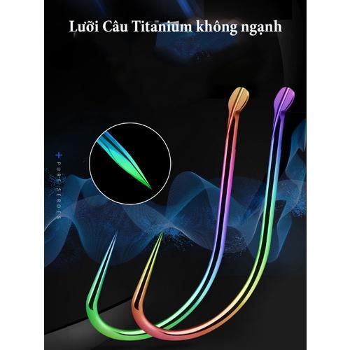 Vỉ 10 Lưỡi Câu Đài Titan 7 Màu Lưỡi Câu Cá Không Ngạch Với Đầu Lưỡi 3 Cạnh Sắc Bén