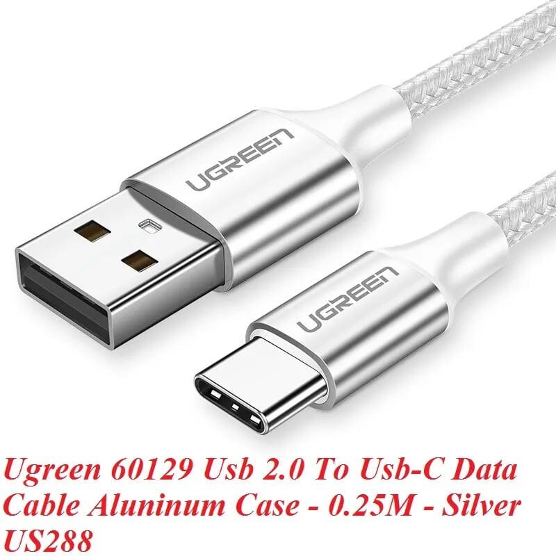 Ugreen UG60129US288TK 0.25m cáp usb ra type c bọc nhôm màu bạc - HÀNG CHÍNH HÃNG