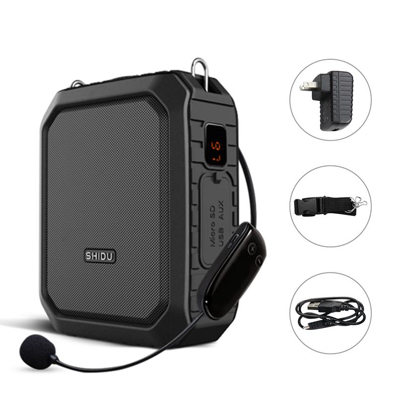 Shidu M800 18W Bộ khuếch đại giọng nói không dây di động cho giáo viên UHF Micro Color: Army Green US Plug