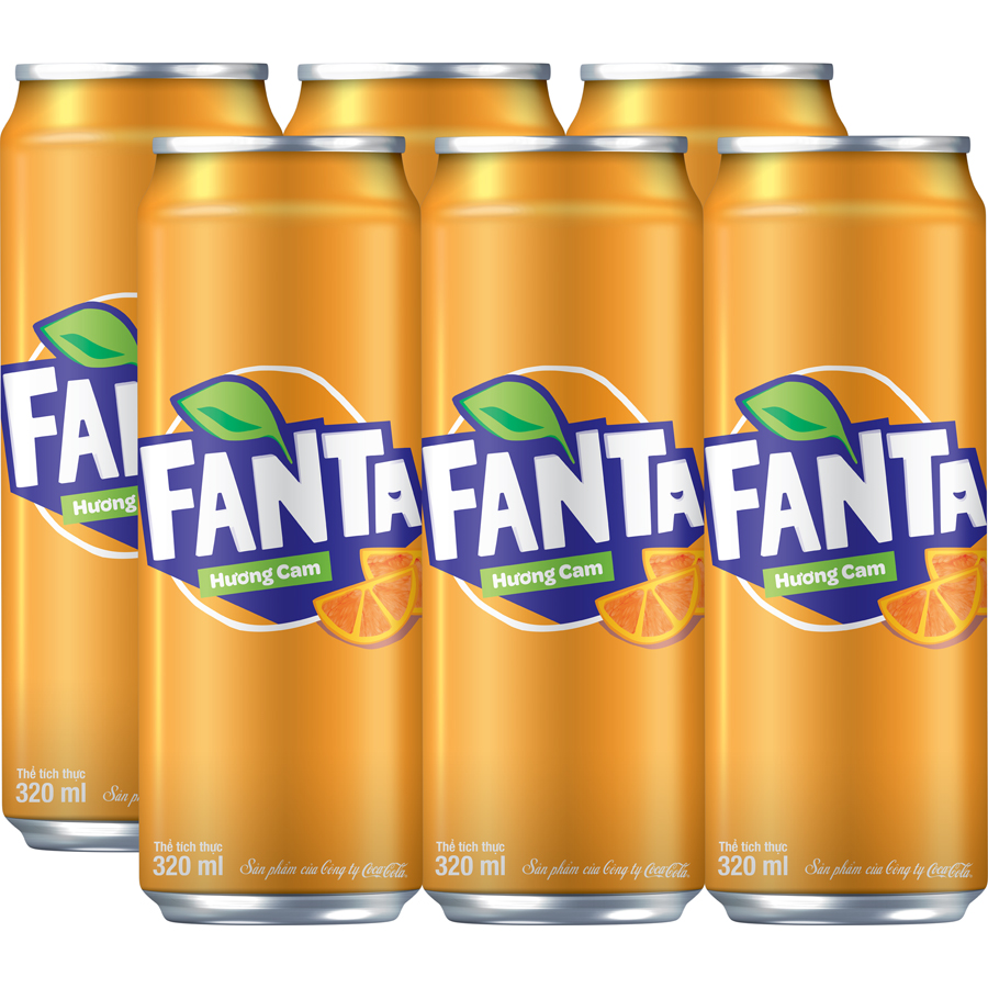 Lốc 6 Lon Nước Giải Khát Có Gas Fanta Cam 320ml x 6