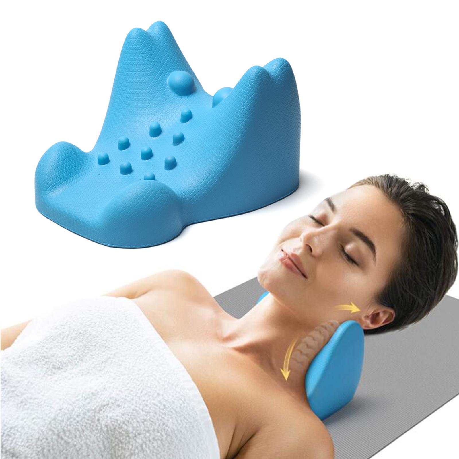 Portable Neck Shoulder Relaxer Chiropractic Pillow w/Massage Point Cervical Neck Massage Pillow for Muscle Relax Pain Relief Simple Effective