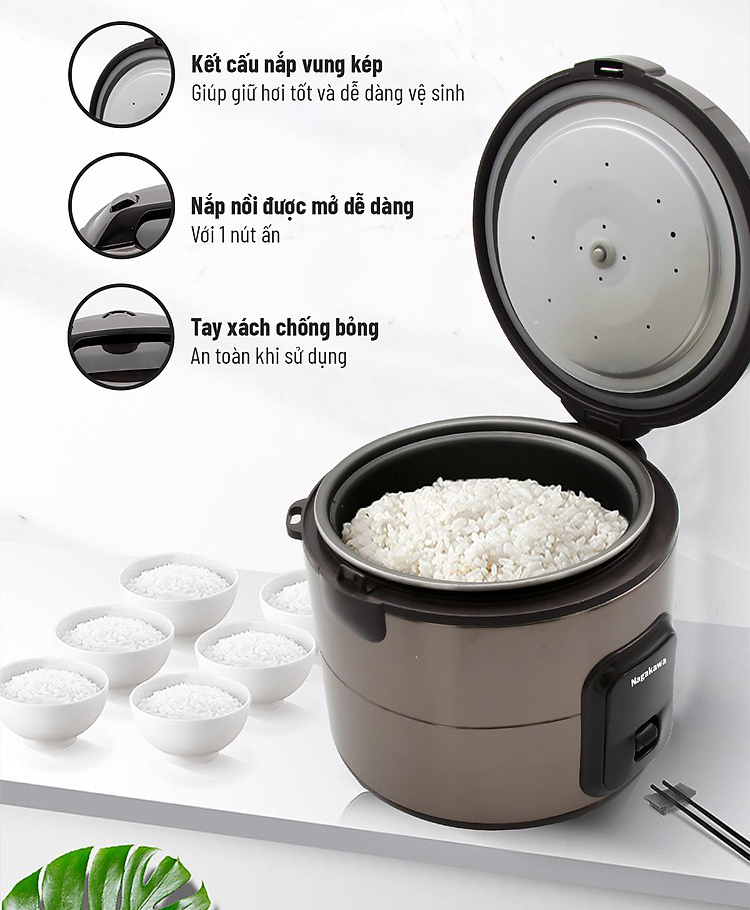 Nồi Cơm Điện Nắp Gài Lòng Niêu Nagakawa NAG0133 - Hàng Chính Hãng