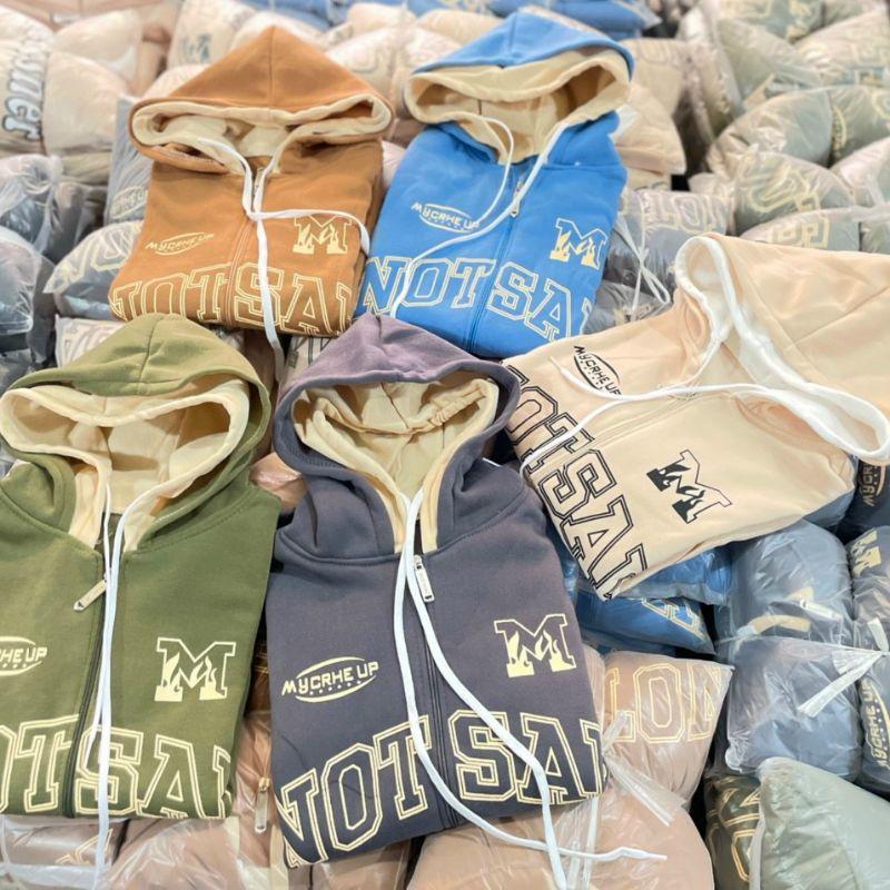 Hình ảnh Áo khoác nỉ unisex cao cấp ,Áo hoodie có nón 2 lớp zip kéo in chữ, mẫu áo khoác nỉ raplang nhiều màu thời trang thu đông