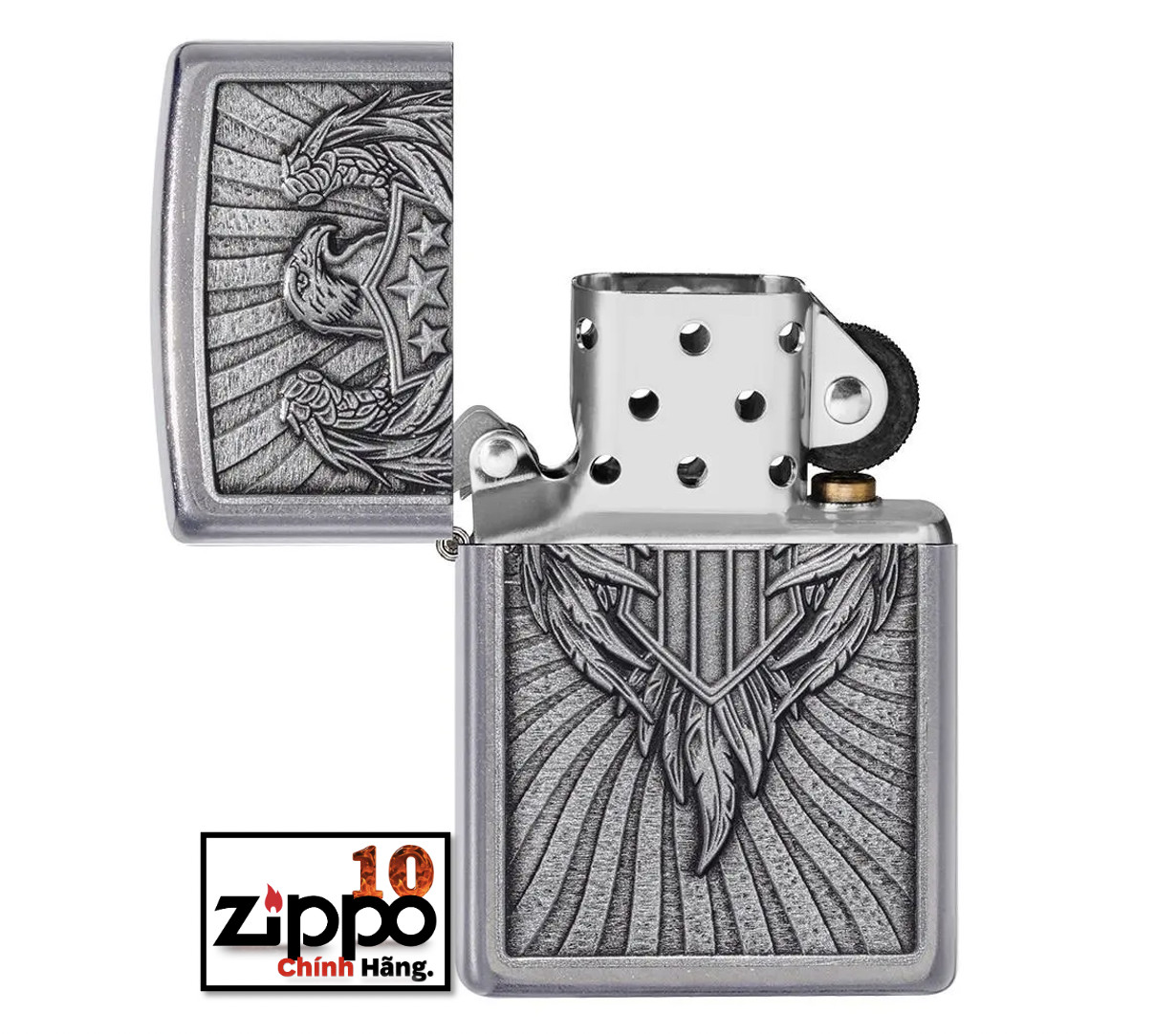 Bật Lửa Zippo 49450 Eagle Shield Emblem Design - Chính hãng 100%