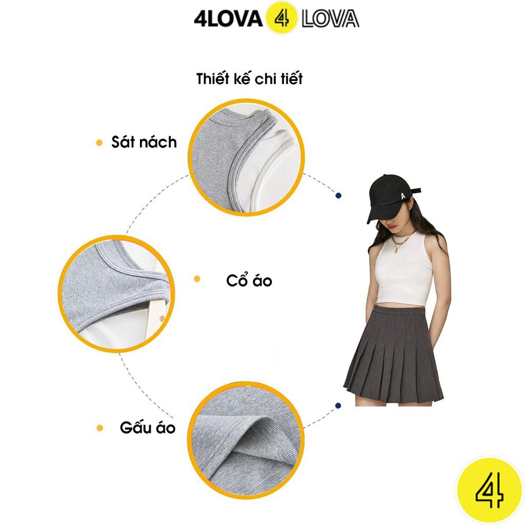 Áo croptop nữ 4LOVA kiểu ôm sát nách chất liệu cotton cao cấp