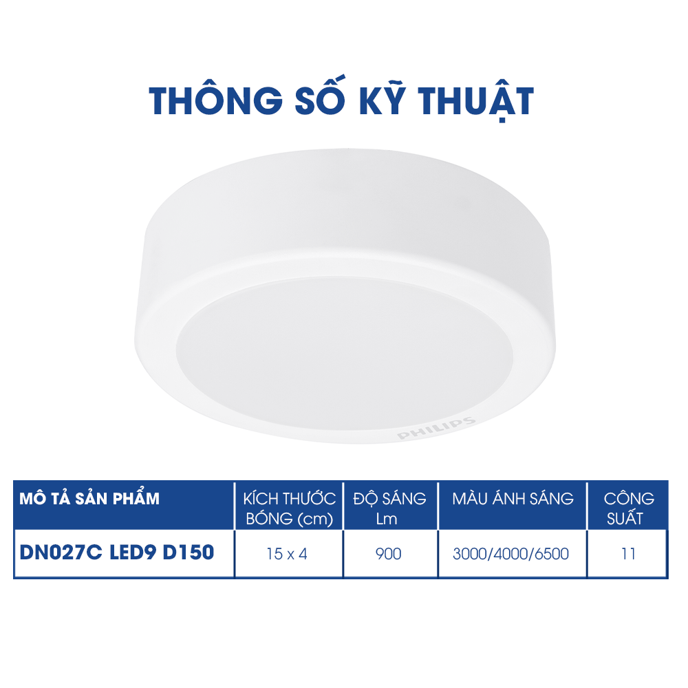 Hình ảnh Bộ Đèn Philips LED Ốp Trần tròn lắp nổi DN027C- Công suất (11W, 15W, 18W, 23W)