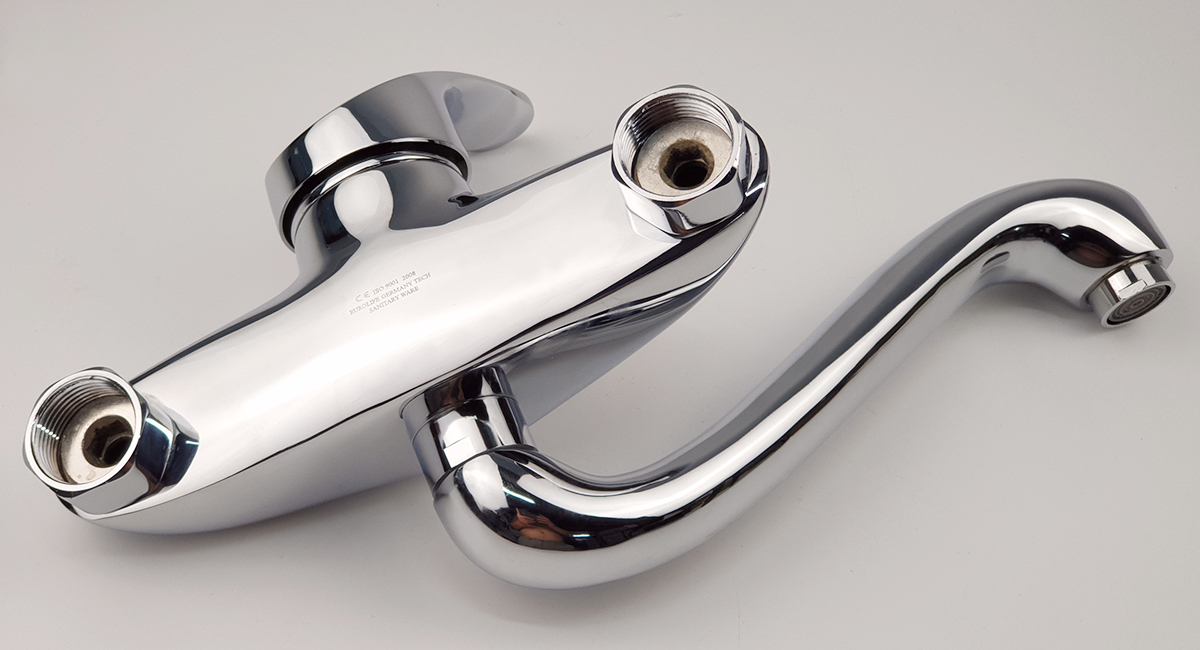 Tên sVòi rửa chén âm tường nóng lạnh Đồng mạ Chrome Eurolife EL-T015AT (Trắng bạc)