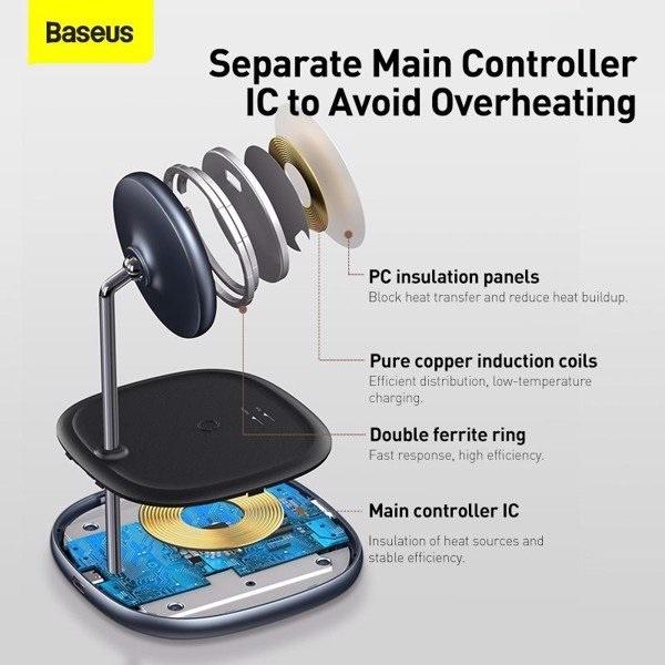 Baseus -BaseusMall VN Đế giữ điện thoại kiêm sạc không dây dành cho các dòng l.P 12 Baseus Swan 2-in-1 (Hàng chính hãng