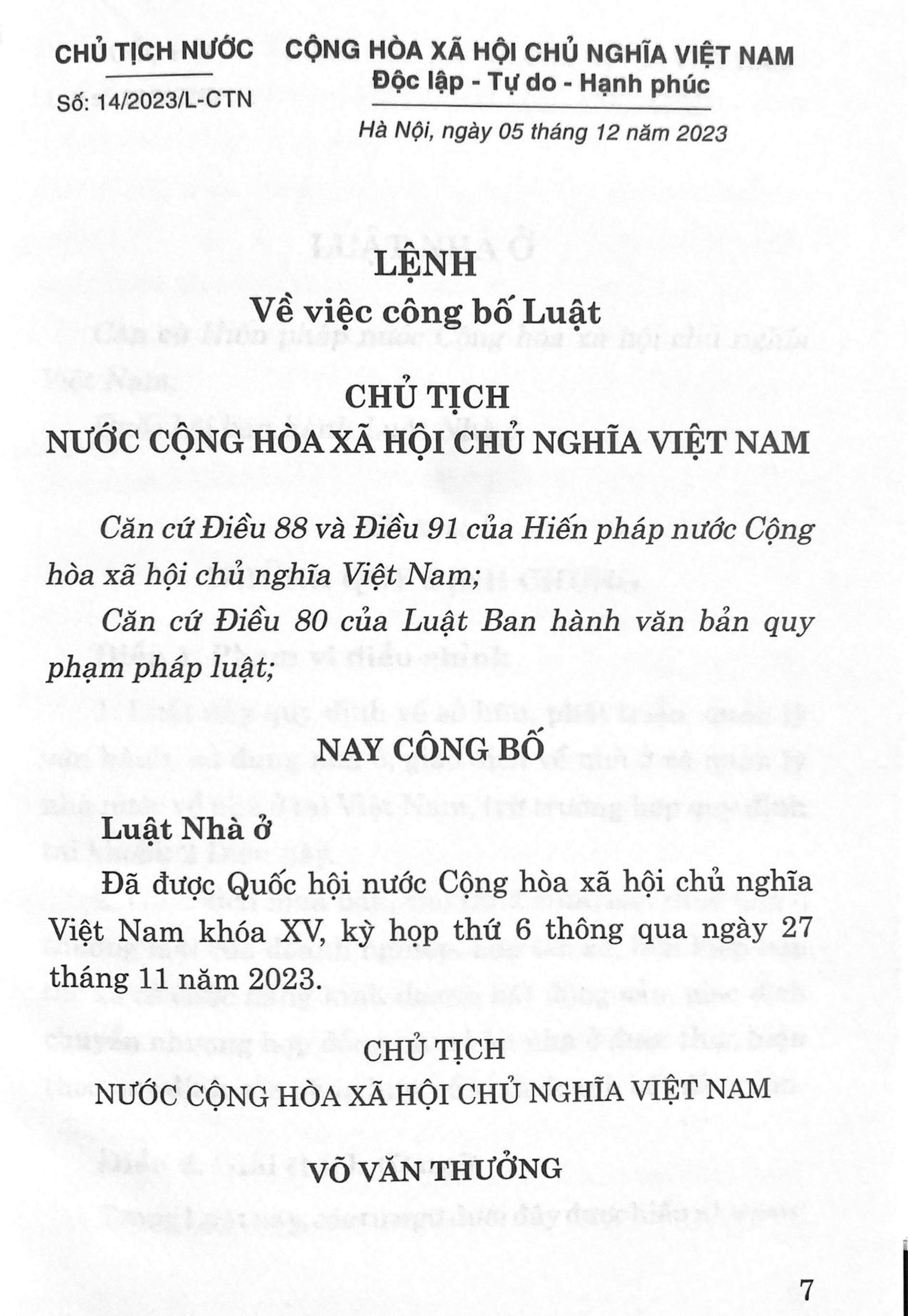 Luật Nhà Ở năm 2023 (Sửa đổi, bổ sung năm 2024)