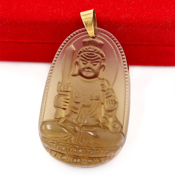 Mặt dây chuyền Phật Bất Động Minh Vương Đá Obsidian 3cm MPOB1 - phật bản mệnh tuổi Dậu - Mặt size nhỏ