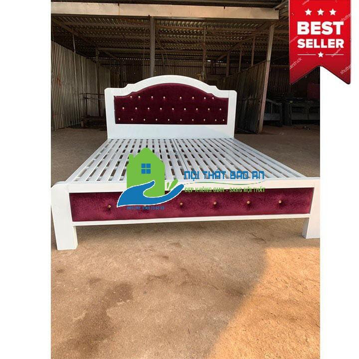 Giường sắt hộp cao cấp màu trắng đỏ đô kích thước từ chất liệu sơn tĩnh điện giá xưởng