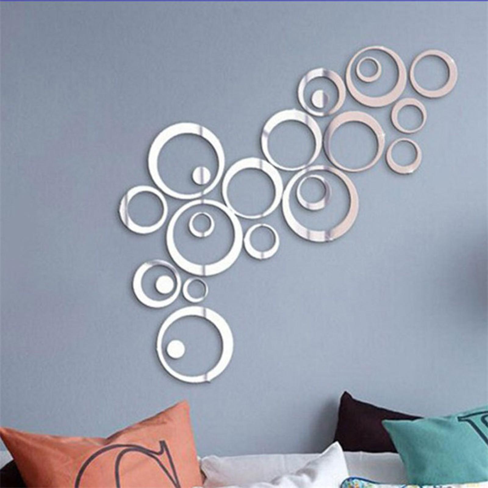 Set 32 miếng khung tròn bằng gương trang trí nhà,Décor trang trí nhà bằng gương hình tròn 3D