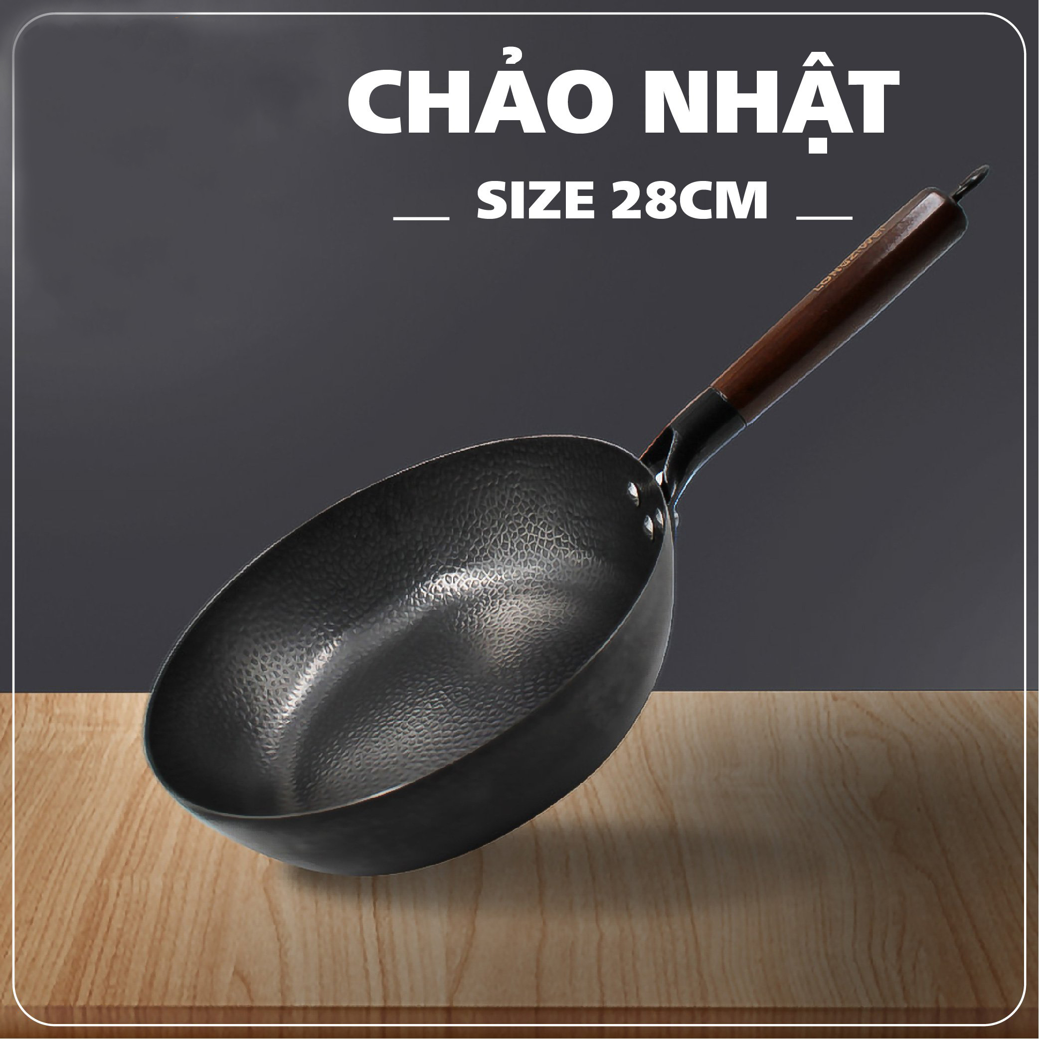 Chảo chống dính Nhật sâu lòng đường kính 28cm - cán gỗ