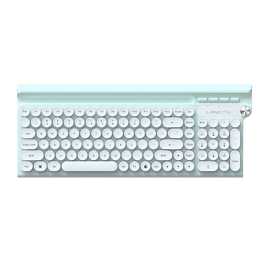 LT400 2.4G Keyboard Mouse Set Wireless Ergonomic Combo Quiet Operation Auto Sleep Mode Retro Round Key Caps Plug N Play