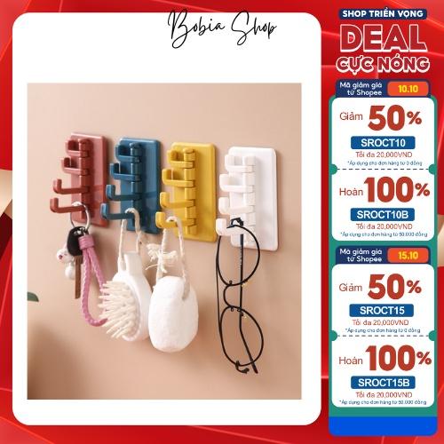 Móc treo đồ dán tường dáng rễ cây 4 nhánh, 4 màu chịu lực 1.5kg