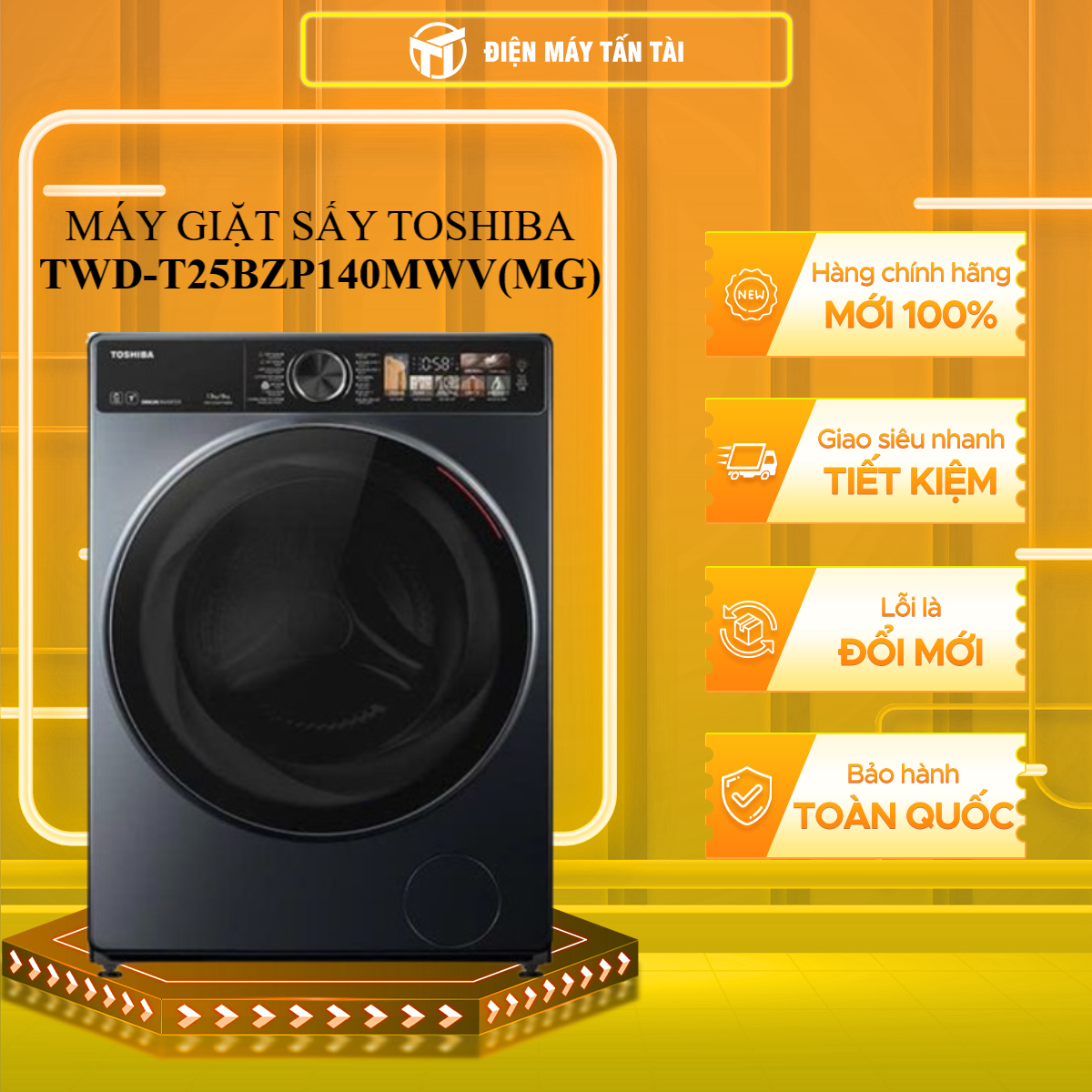 Máy giặt sấy Toshiba Inverter giặt 13 kg - sấy 8 kg TWD-T25BZP140MWV(MG) - HÀNG CHÍNH HÃNG - CHỈ GIAO HCM