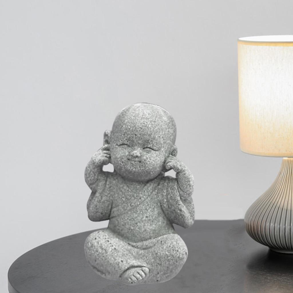 Mini Buddha Statue Monk Tea Pet Miniature Buddha Figurine Chinese Style Table Decoration Fengshui Ornament Decorative for Home Office