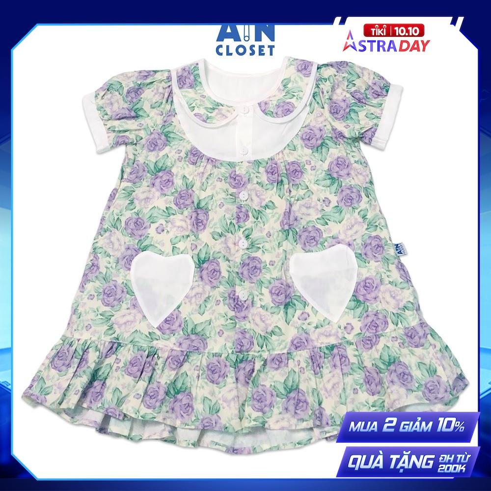 Đầm bé gái họa tiết Hoa hồng tím cotton - AICDBGGCSAV1 - AIN Closet