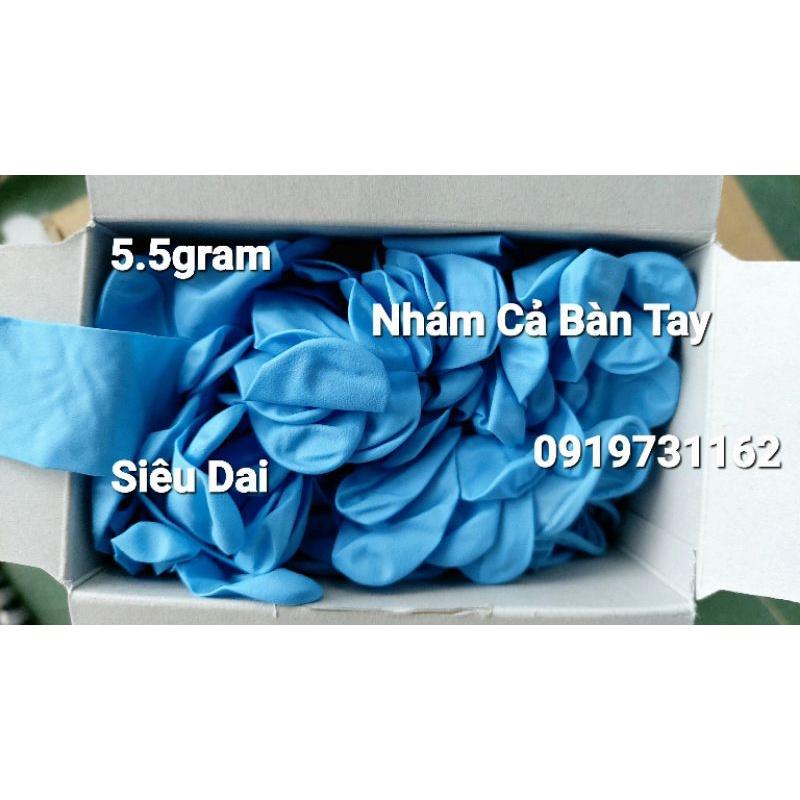 [ Hàng Chính Hãng Miễn Ship ] Găng Tay Nitrile Xanh Không Bột Cao Cấp KingShrimp Gloves. Bao Tay Xanh Dày 5.5gram