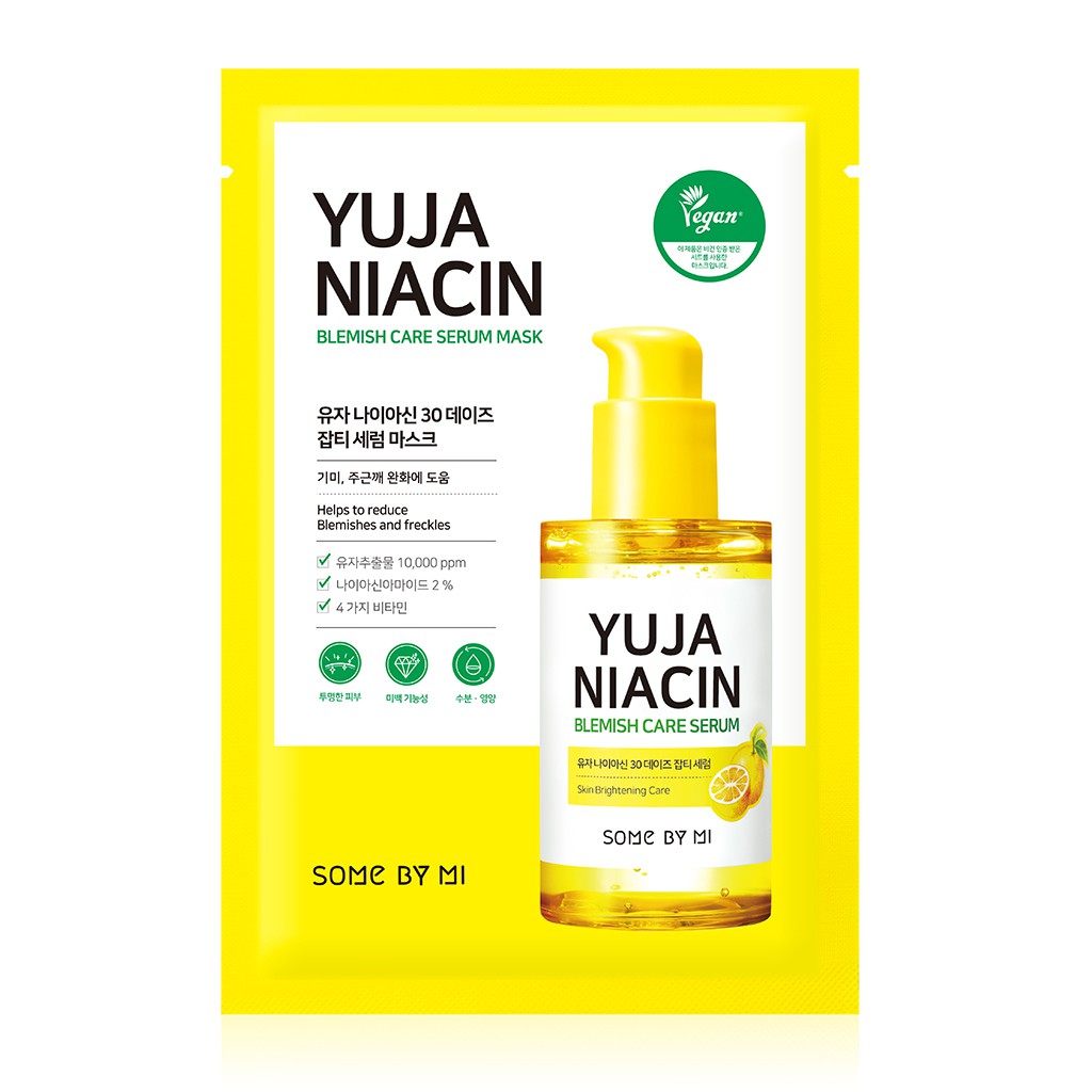 Combo 10 Mặt nạ dưỡng trắng sáng da Some By Mi Yuja Niacin 30 Blemish Care Serum Mask 25g (làm mờ thâm, cải thiện da xỉn màu)