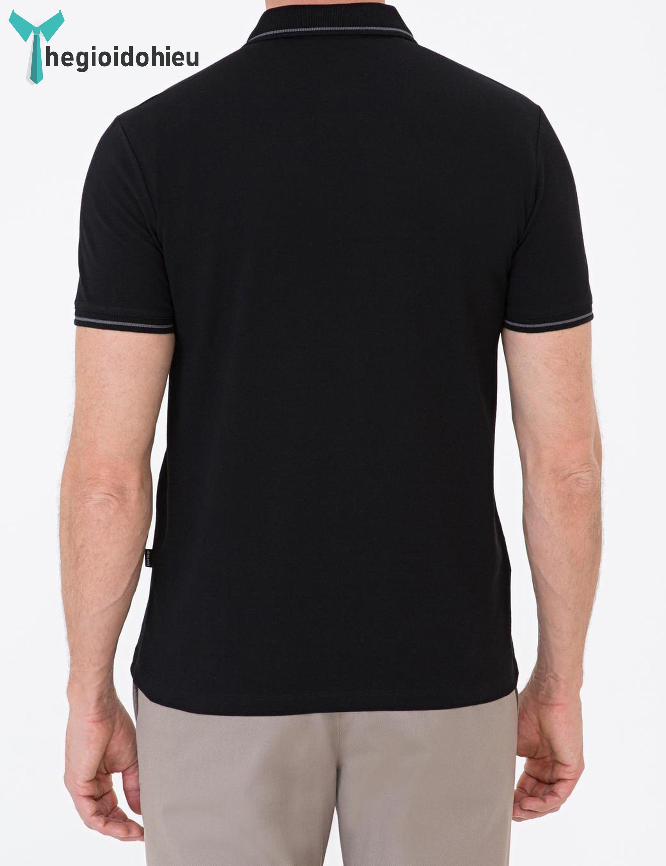 Áo thun nam PierreCardin PCPolo154 (Đen cổ sọc) - Hàng nhập khẩu - Không túi