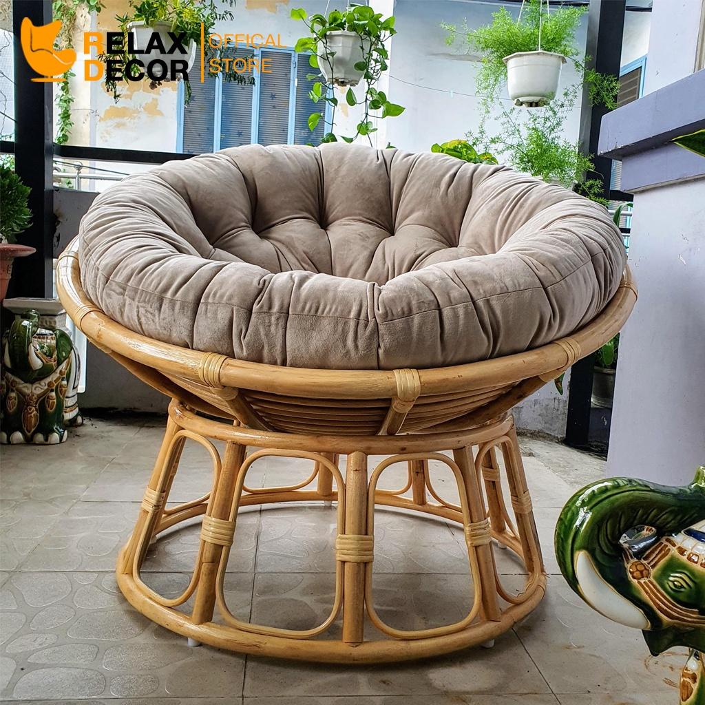 Ghế Papasan Relax Decor Mây Tự Nhiên 100% Đường Kính 100cm Ngồi Đọc Sách Thư Giãn Hàng Chính Hãng Bảo Hành 12 Tháng