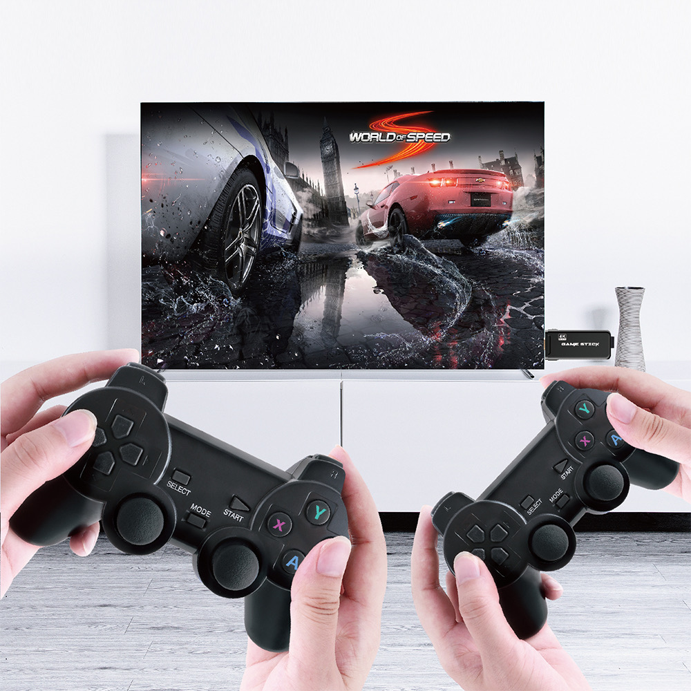 Máy chơi game điện tử 4 nút tay cầm không dây GAME STICK 4K ULTRA_HD Joystick 360 - 2 người chơi - kết nối TV 4K - Thẻ SD 32G +3000 games -Game console thiết bị game mượt ( HDMI ) - Tặng cáp chuyển HDMI