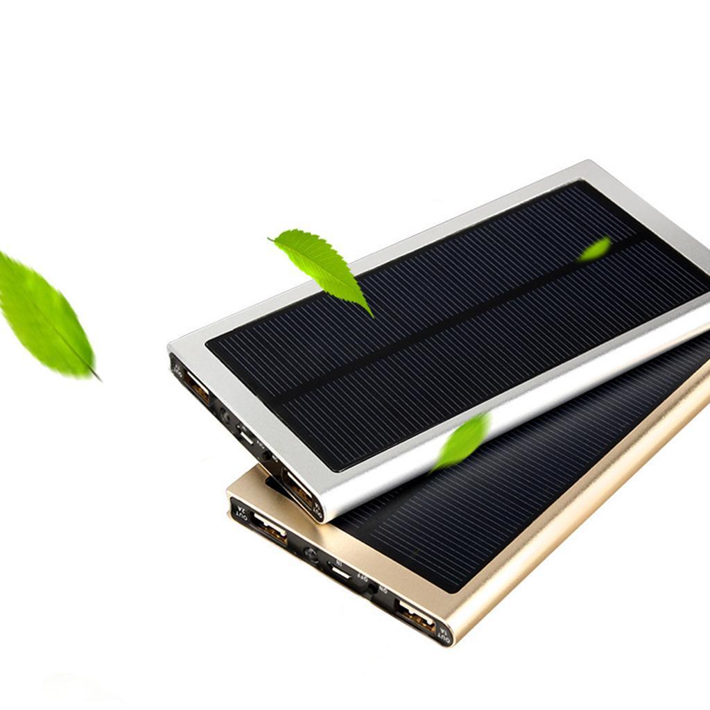 2 Pieces 2 in 1 Solar Charger Power Bank 10000mAh Battery for Phone Gold