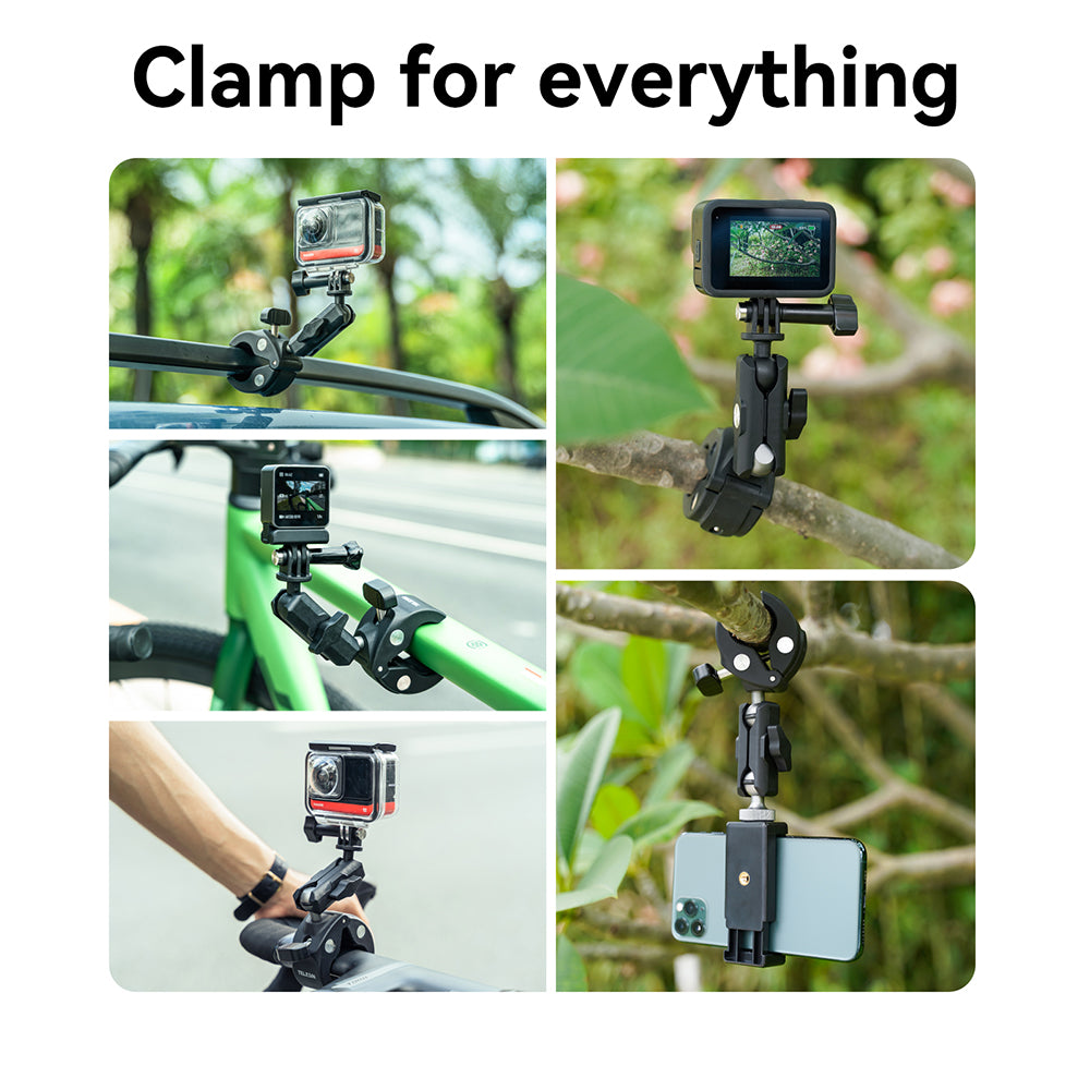 Kẹp Ghi Đông Telesin Cho GoPro, Sjcam, Yi Action, Osmo Action, Điện Thoại Trên xe đạp, xe máy, mô tô