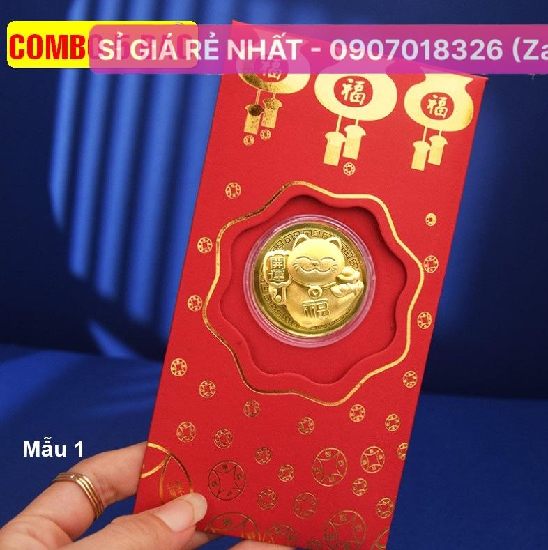 {SẴN HÀNG} Bao lì xì con mèo vàng linh vật Tết 2023 may mắn cho gia chủ - Mẫu 1 NELI