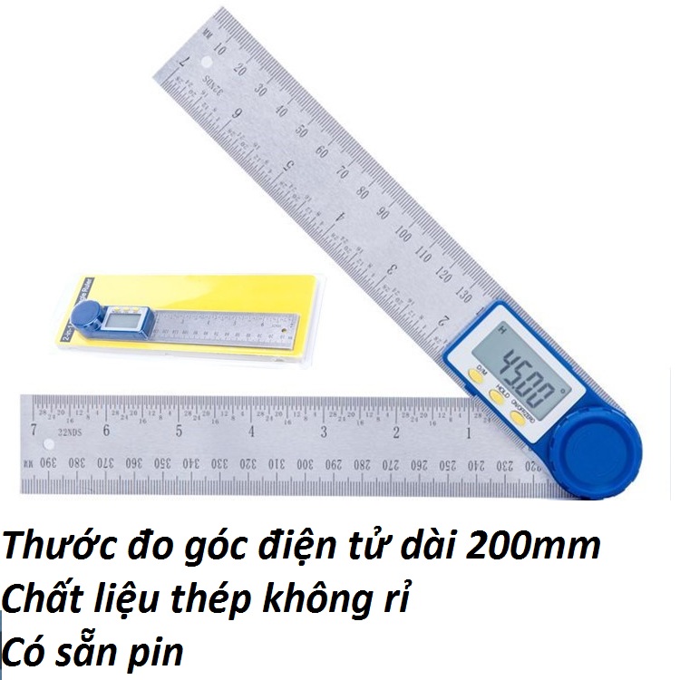 thước đo góc,đo độ điện tử 200mm 360 độ có sẵn pin