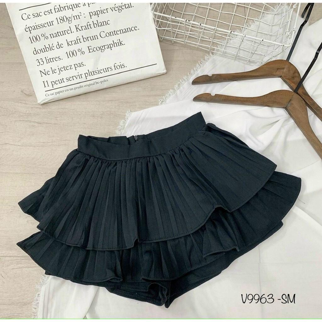 Chân Váy Xếp Li 2 Tầng Cun Fashion Khóa Kéo Sau Lưng Chất vải Kaki Dày Dặn Chuẩn Fom