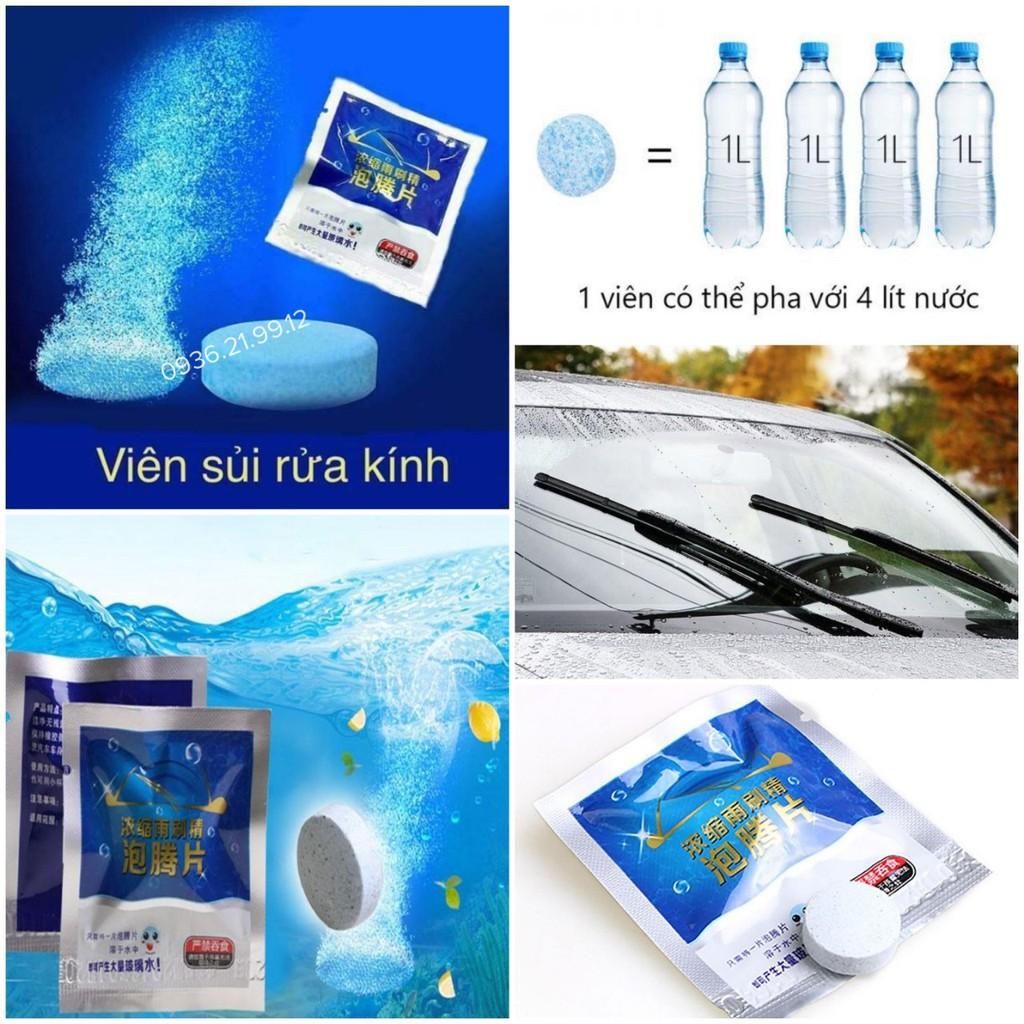 Viên sủi rửa kính ô tô siêu sạch - Hỗ trợ Tẩy sạch kính lái, 100% sinh học, thân thiện môi trường