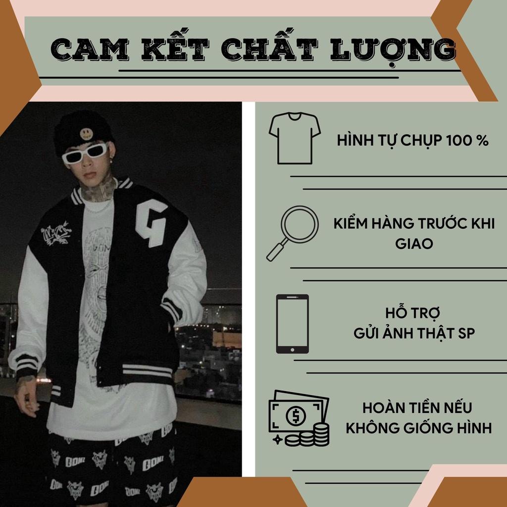 Áo khoác bomber bóng chày G unisex 2 lớp tảng nhiệt phong cách Hàn Quốc