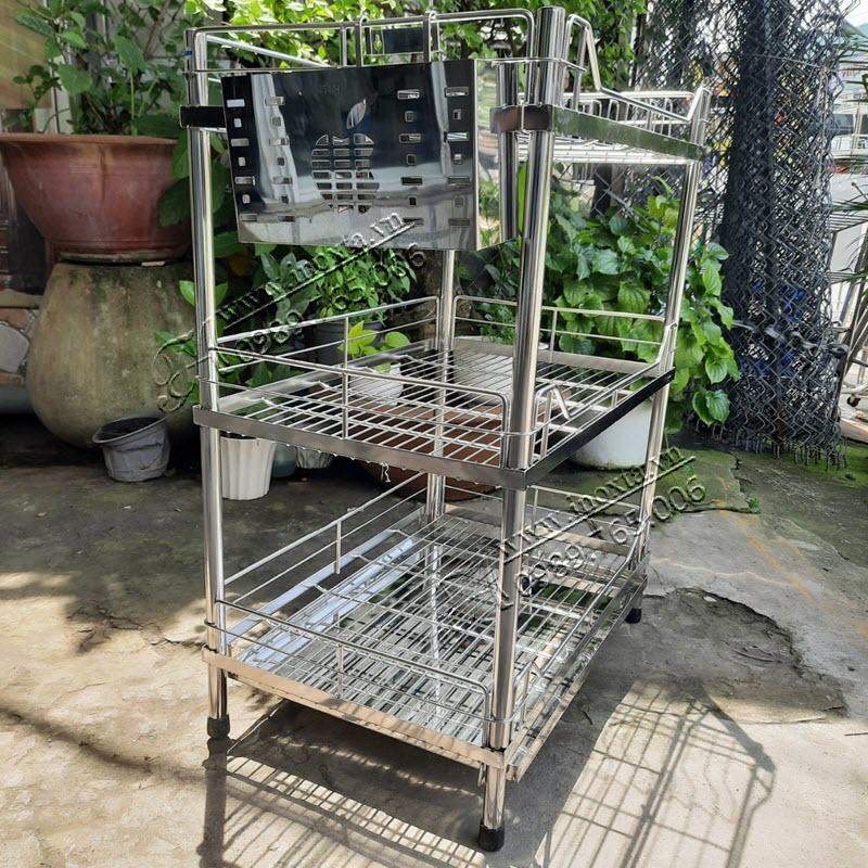 Kệ chén inox 304 cao cấp - Kệ úp chén bát inox 304 - Kệ inox 3 tầng KC3T4060CC