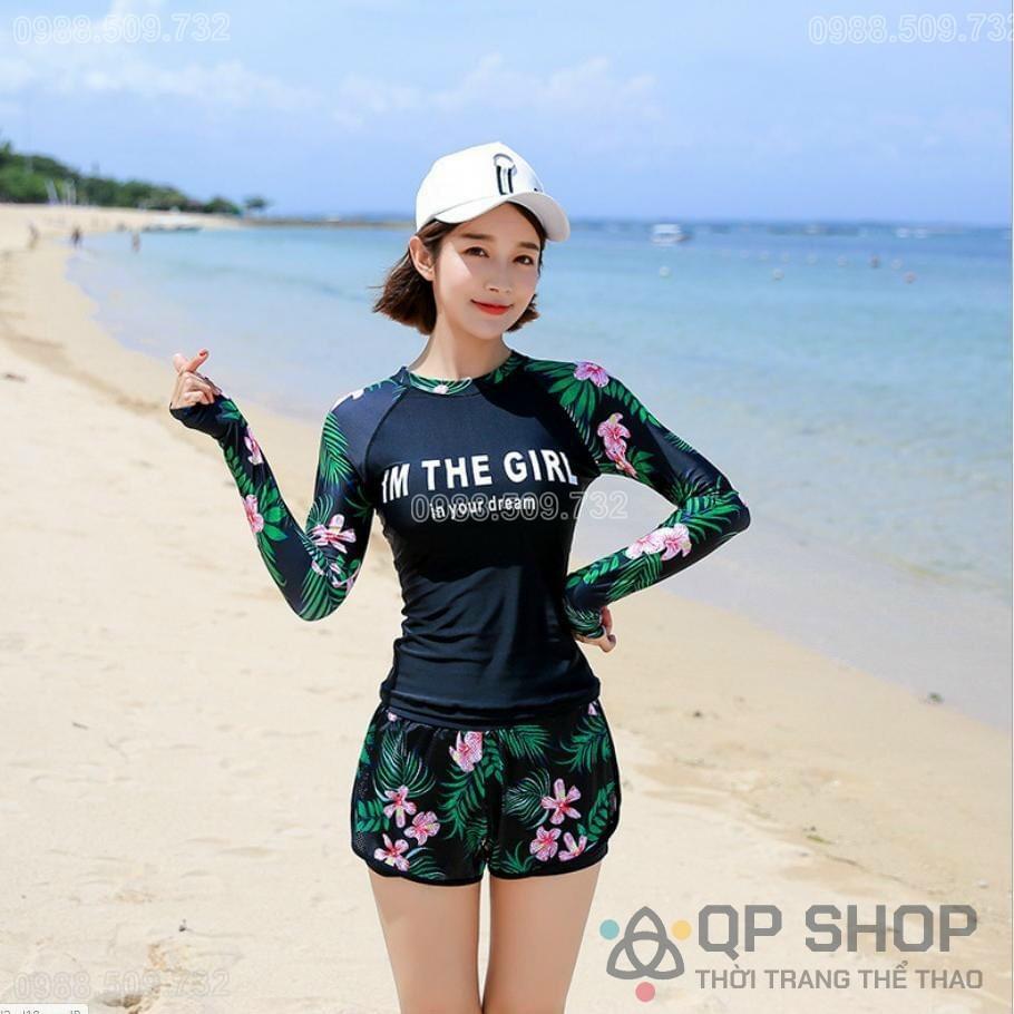Bikini đồ bơi nữ 2 mảnh học sinhkín đáo tay ngắn quần đùi họa tiết đi bơi đi biển đồ bơi học sinh QP002