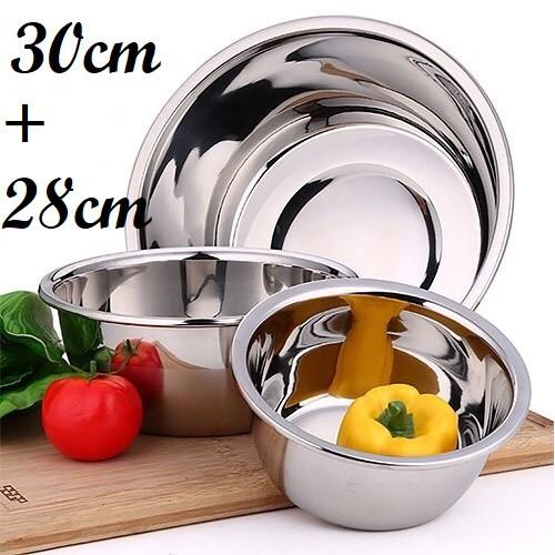 Thau trộn salad inox , thau rửa rau củ cao cấp 30cm và 28cm