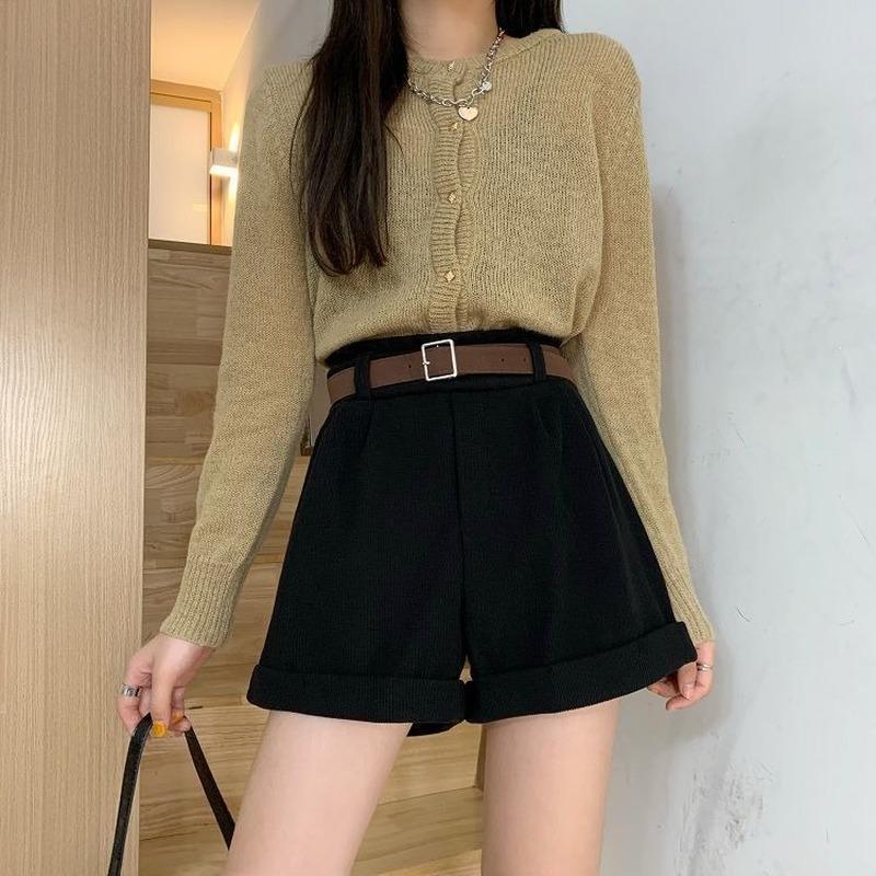 Quần Short Nữ Rời Lưng Thun Chắc Chắn Hợp Thời Trang Phong Cách Hàn Quốc Nữ Đơn Giản Mềm Giày Dạo Phố Tất Cả Trận Đấu Thanh Lịch Đại Học Mùa Thu